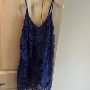 Express blue lace shift tank dress